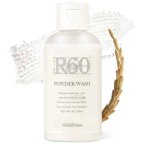 R60 Rice Enzyme Face Wash Powder ? Exfoliating Facial Cleanser with Rice Bran Extract, Gentle Powder Wash for Sensitive Skin, Deep Pore Care, Korean Skin Care, Fragrance Free, 1.76oz