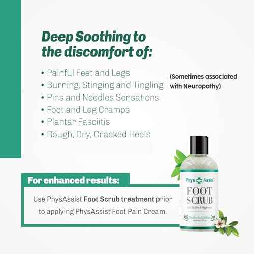 PhysAssist Foot Pain Cream Combo 4 oz jar + 1.5 oz, Soothing Relief for Feet and Legs, Fast Absorbing Formula, Contains Natural Ingredients & Botanicals