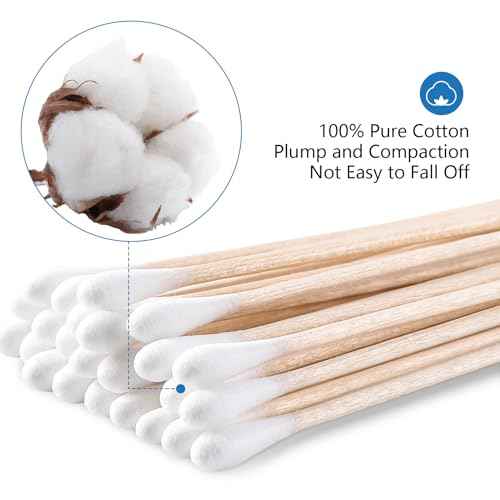JMU 6 Inch Sterile Cotton Tipped Applicators, 2000 Count Long Cotton Swabs, Wood Shaft Medical Swabs, 10 Boxes