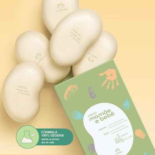 Natura Mom & Baby Collection Vegetable Soap Bar 5 x 100g - Mamae e Bebe - Sabonete em Barra Vegetal 5 x 100 Gr -