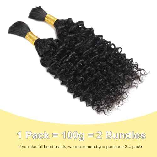 Human Braiding Hair For Boho Braids Human Curly Braiding Hair Bulk Human Hair For Braiding No Weft Human Hair Bundles For Braiding 100% Human Hair 1 Pack-2 Bundles 100g