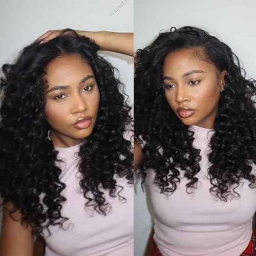 Deep Wave Crochet Human Hair Extensions Brazilian Virgin Feather Human Hair Bundles Pre Separated Braiding Hair Pre Looped for Boho Braids For Black Women Walnut Hair Natural Color 16inch 120g