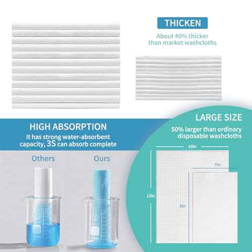 ataraxia Disposable Face Towels XL, Cotton Clean Towel for Face Travel Pack of 100, 10x12'' Extra Thick Soft Facial Cleansing Towelettes Wipes for Drying | Washing | Skin Care (2 Pack)