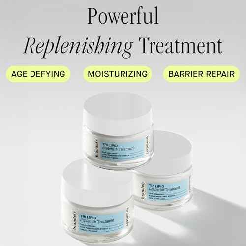 Brandefy Tri Lipid Replenish Treatment - 1.5% Ceramides, 4.0% Sterols, 1.8% Fatty Acids - Peptide Moisturizer, Hydrating Face Cream, Made in the USA (1.6 Oz)
