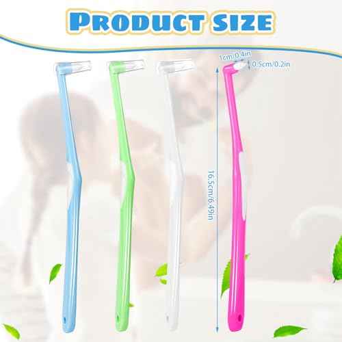 8 Pieces End Tuft Toothbrush with Cover, Soft Interdental Brushes Tapered Brush Braces Toothbrush for Orthodontic Braces Detail Cleaning(Blue/Green/Rose Red/White)