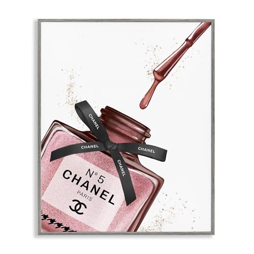 Stupell Industries Makeup Nail Polish Brush Drip Pink Fashion Design, Design by Ziwei Li