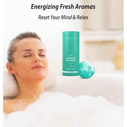 Menthol Fizzing Bath Bomb Eucalyptus Peppermint Epsom Salt Refreshing Bubble Spa with Essential Oil Infused Post Workout Sore Muscles Recovery Gift