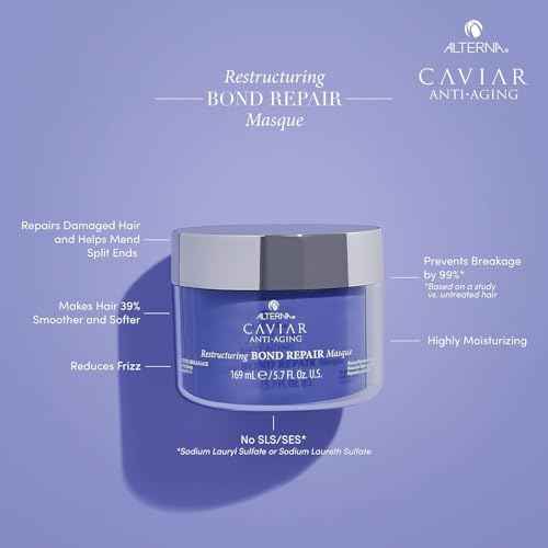 Alterna Caviar Anti-Aging Restructuring Bond Repair Masque, 5.7 Ounce | Strengthens & Protects Damaged Hair , 5.68 Fl Oz (Pack of 1)