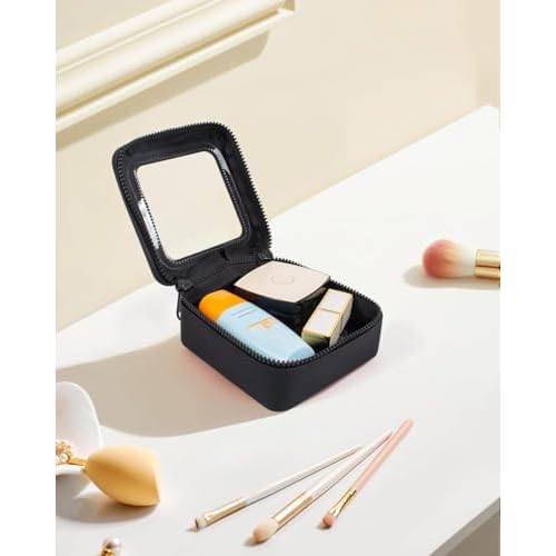 Small Clear Makeup Bag for Women, Mini Silicone Pouch Travel Cosmetic Case Waterproof Clear Make Up Pouch Purse with Zipper Cute Toiletry Bags for Traveling Car Organizer Travel Essentials (Black)