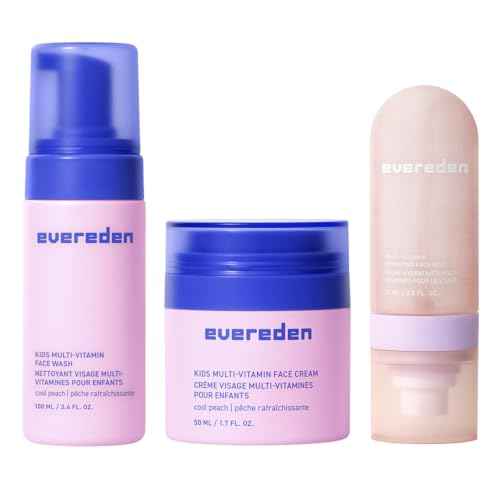 Evereden Kids Multi-Vitamin Hydrating Face Mist, Face Wash, & Kids Face Cream Set: Clean, Vegan, and Multivitamin-Rich Kids Skin Care Set for 6 & up - Moisturize, Nourish, Protect, & Refresh