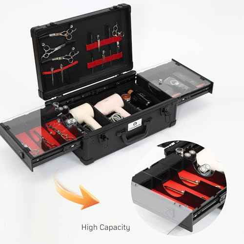 Large Barber Carrying Case, Hairdresser Tool Box Organizer Traveling Case, Portable Travel Barber Suitcase for Hair Stylist Pet Groomer Beauty Salon Makeup Artist