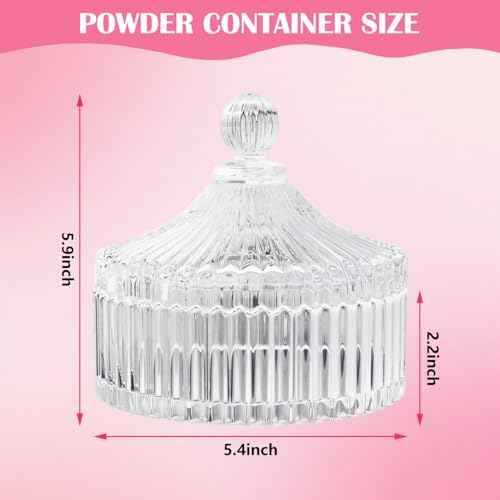 Large Body Powder Puff and Container Set - Velour, Dusting Powder Puffs for Women Baby and Loose Powder Containers for Face & Body, Washable, Reusable, Wet Dry Makeup