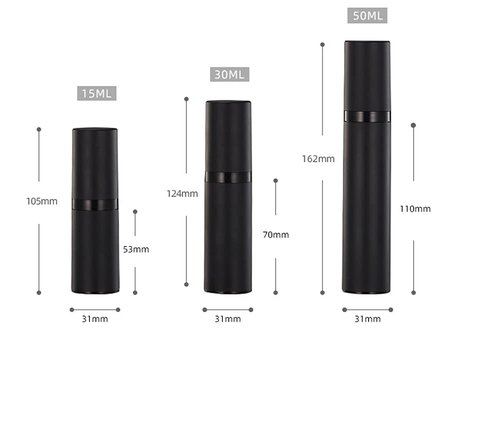 3 Pack Black Airless Pump Bottle Travel Lotion Bottles Cosmetic Cream Bottle Vacuum Pump Bottles Makeup Dispenser Container (15ml/0.5oz)