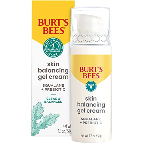 Burt's Bees Clear and Balanced Skin Balancing Gel Cream With Squalane and Prebiotic, Gel Moisturizer for Breakout-Prone Skin, 1.8 oz. Bottle