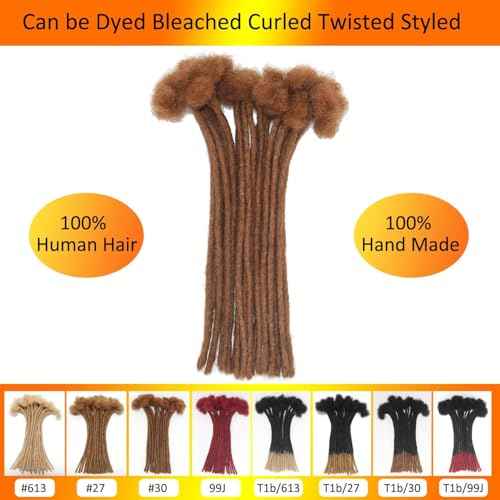 Brown Loc Extensions Human Hair 0.4 cm 8 Inch 30 Strands #30 Dreadlock Extensions Human Hair Loc Extensions Dreads Extensions for Men Women Kids Real Human Hair Locs Handmade Permanent Locs