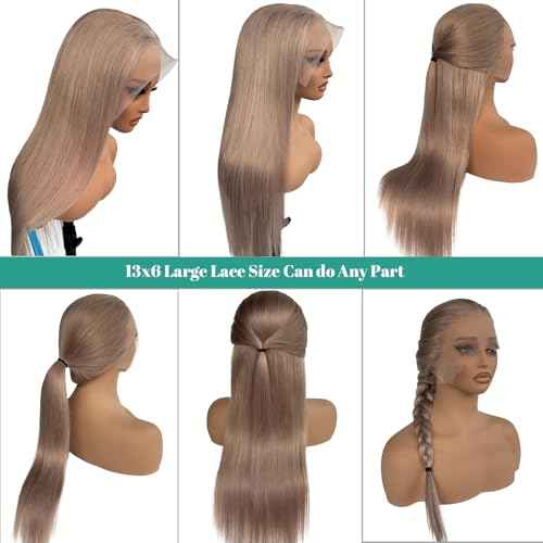 Munx Ash Blonde Wig Human Hair, 13X6 HD Transparent Glueless Wigs Lace Frontal for Black Women Pre Plucked Silky Straight Lace Front Wig Human Hair 180% Density 20Inch