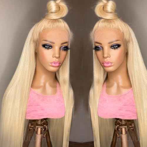 613 Lace Front Wig Human Hair 13x4 HD Transparent Lace Frontal Wigs for Women 10A Straight Blonde Lace Front Wigs Glueless Pre Plucked With Baby Hair 22 Inch 613 Blonde Lace Front Wig 150% Density