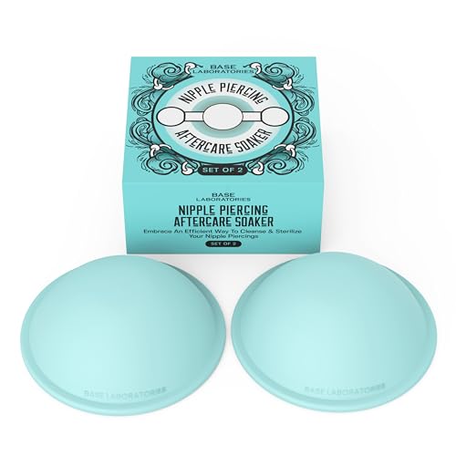 Base Laboratories Nipple Piercing Aftercare Soaker Set | Hands-Free Nipple Piercing Cleaner | Nipple Piercing Kit for Women | Cracked Nipple Care | 2 Silicone Cups