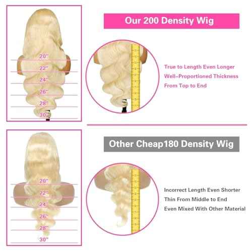 613 13x6 Lace Front Wig Human Hair 30 Inch 200 Density 613 Wig HD Transparent Lace 613 Human Hair Wig Body Wave Blonde Lace Front Wigs for Women