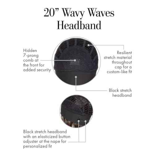 Kim Kimble 20" Wavy Waves Headband Wig, Long Layered Hair With Black Headband and Comb Clip, 3/4 Cap - Average Cap Size, MC8 29SS Chocolate Toffee