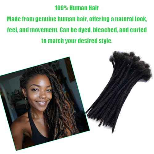 100% Human Hair Dreadlocks Handmade Locs Samll Size 0.4cm Width Pencil Size 60 per Bundles Natural Black #1B 6inch