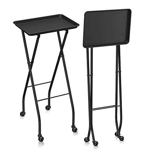 Aluminum Foldaway Folding Service Tray on Wheels