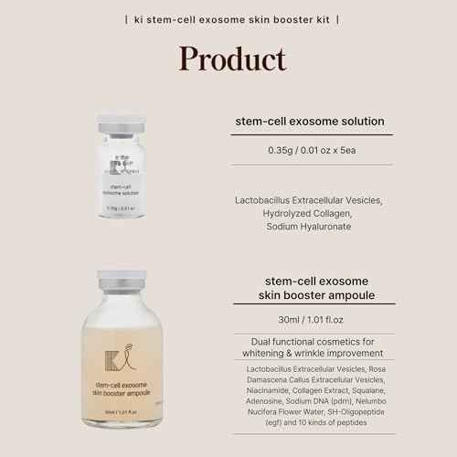 Stem-Cell Exosome Skin Booster Kit Booster Ampoule| Exosome, PDRN, Peptide, Collagen | Rejuvenation, Hydration, Anti-Aging | Korean Skincare 30ml (Solutions 0.01 oz x 5 Vials/Ampoule 1.01 fl.oz)