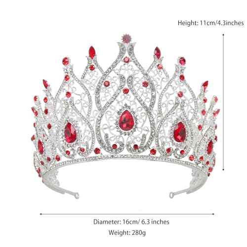 Crystal Queen Crown for Women Tall Wedding Crown for Bride Birthday Prom Princess Quince Tiara for Girls Pageant Crown Large Bridal Headpiece