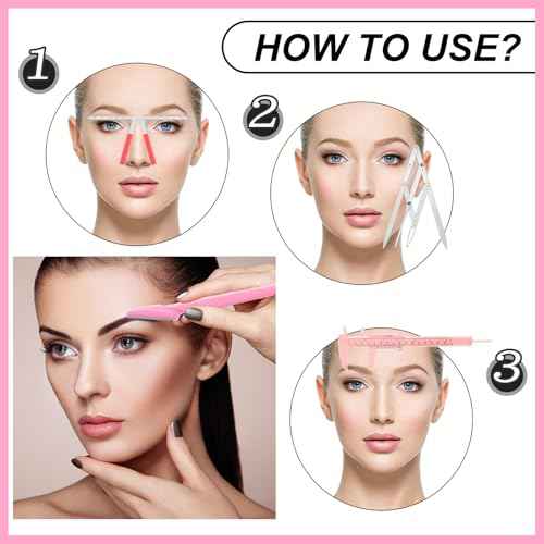 Weewooday 6 Pieces Tattoo Eyebrows Rulers 3 Point Positioning Ruler Mini Caliper Double Scale Vernier Calipers Eyebrow Caliper Microblading Ruler Measuring Tool with Eyebrow Shaver(Pink)