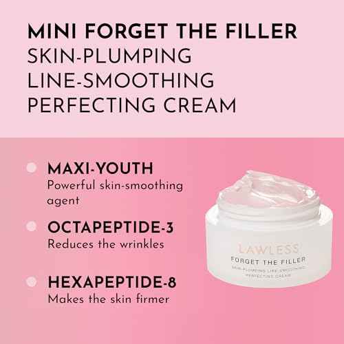 Lawless Mini Forget the Filler Skin-Plumping Line-Smoothing Perfecting Cream - Premium Non-Acne Moisturizer Designed to Prime, Plump, Smooth, and Tighten Skin for a Youthful, Hydrating Look - 0.5 oz