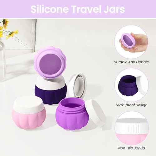 Redfly Travel Containers for Toiletries, TSA Approved Travel Size Containers, Silicone Jars for Creams, Leak-proof Essentials with Lid for Cosmetic