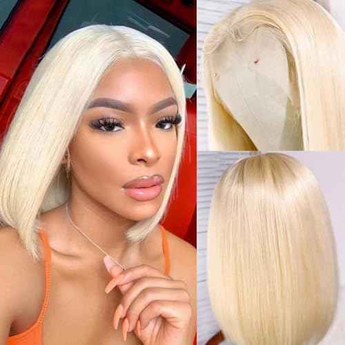613 Blonde Bob Wig Human Hair 16 Inch 13x4 HD Bob Lace Front Wigs Human Hair Pre Plucked 200 Density Blonde Wig Human Hair Short Bob Wigs for Women