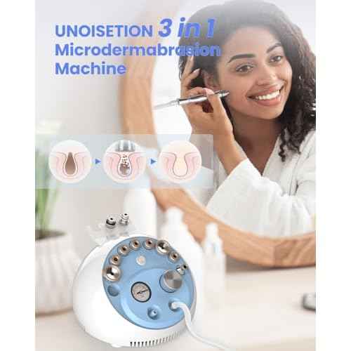 Diamond Microdermabrasion Machine, UNOISETION 3 in 1 Dermabrasion Facial Machine for Exfoliation & Blackhead Removal, Home Use Facial Skin Care Equipment