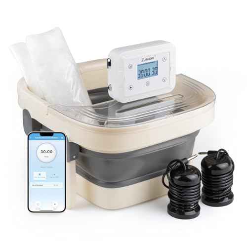 Bluetooth Ionic Foot Bath Detox Machine for Home Spa Use, with App Control, Foldable Soaking Tub, 2 Ion Arrays, 100 Basin Liners, Timer for Natural Body Detoxification