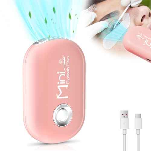 Buqikma Mini Lash Fan For Eyelash Extensions Portable Handheld Eyelash Fan Dryer With USB-C Rechargeable Lash Extension Fans With Air Blower For Makeup Drying & Cooling, Pink