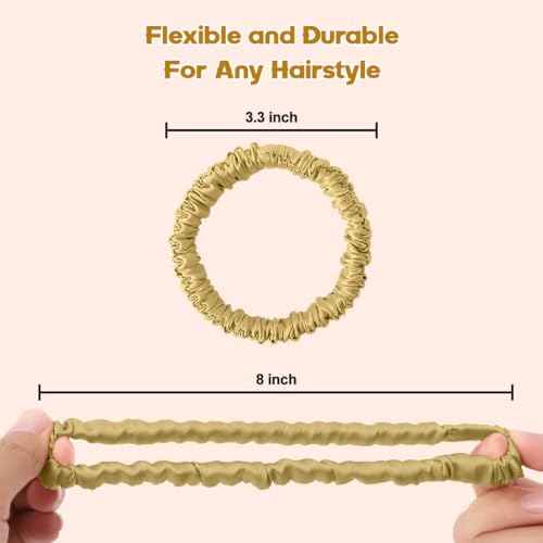 6PCS Silk Hair Ties, 100% Mulberry Silk Scrunchies for Hair, Elastic Ponytail Holders No Damage, Scrunchies for Women Girls