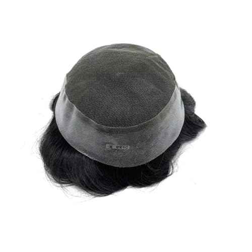 Toupee for Men PU Around+Lace Base Real European Human Hair Pieces for Mens Hair Prosthesis Patch Units Hair Replacement System for Men (6x9")