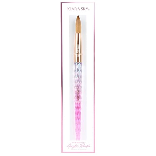 Kiara Sky Acrylic Brush #16 - Pink | 100% Pure Kolinsky | Crystal Cut Handle and Acetone Resistant