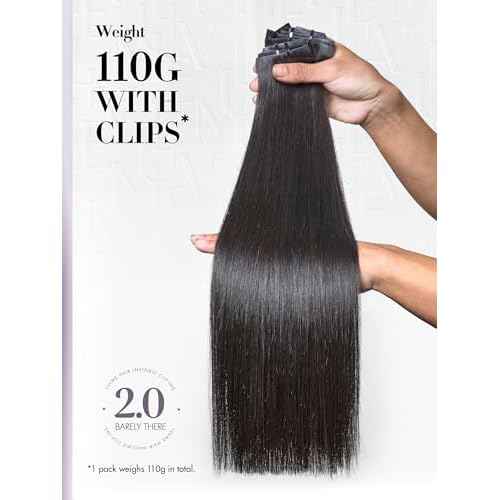 LUVME Invisible Clip in Hair Extensions Silky Straight Real Human Hair, Remy Hair Clip ins for Women, Natural Human Hair, 24 inch 110g 6Pcs, Natural Black