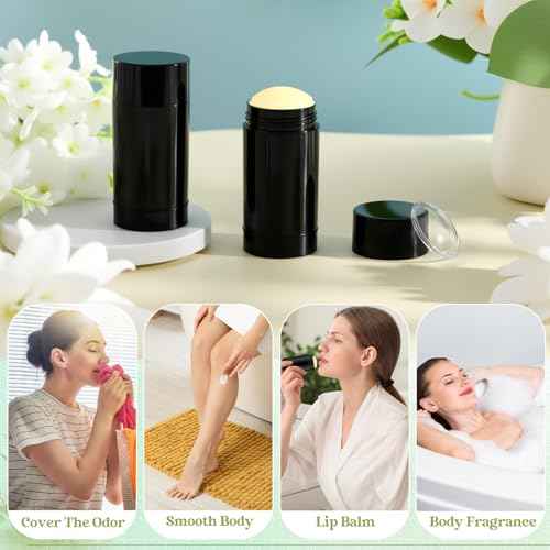 50 Pcs 30 ml Empty Deodorant Containers Twistup Filling Stick Plastic Deodorant Container Refillable Bottles Bottomfill Round Lip Balm Tubes Cylinder for DIY Lip Balm (Black)
