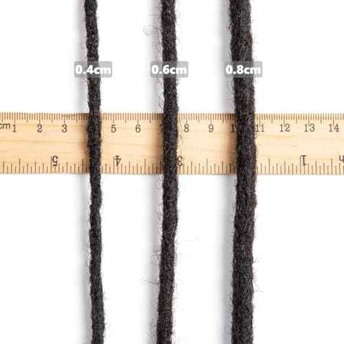 6 inch 40 Stands Loc Extensions Human Hair, 0.6cm Width 100% Human Hair Dreadlock Extensions, Human Hair Dreads Extensions, Natural Black (6 inch 40 Strands, 1B 0.6cm)