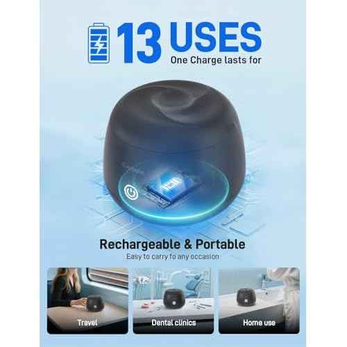Ultrasonic Retainer Cleaner, EVA BELLE Denture Retainer Cleaner Machine, Tooth Cleaner for Oral Dental Care, Portable Rechargeable Dental Cleaning Pod for Night Guards, Braces, Aligner, Jewelry