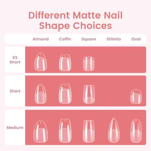 Quaferen Almond Nail Tips Short: 240pcs Pre-shape Acrylic Fake Nails Tips Almond Shape - 12 Sizes Soft Gel Full Cover Clear Gelly Press on False Tip for Nail Extension Salon Home