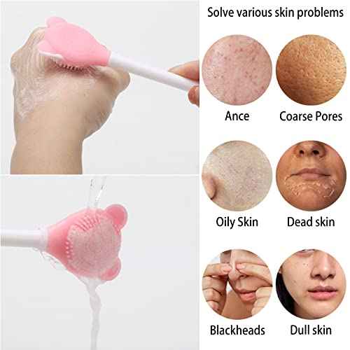 Tbestmax Manual Facial Brush Skin Cleansing Cleaner, Silicone Facial Scrubber, 2-in-1 Skin Care Face Wash for Deep Pore Exfoliation Massaging 10 Pcs