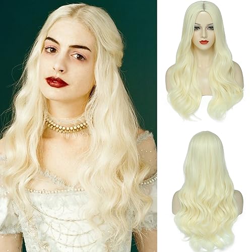 TIXBABY Blonde Wig for Women Long Blonde Wigs 26inch Synthetic Natural Looking Part Wavy Wig