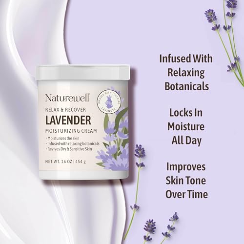 NATURE WELL Lavender Smooth & Soften Moisturizing Cream For Face, Body, & Hands, Calming & Soothing, Infused With Natural Oils & Extracts, Restores Skin Moisture Barrier, 16 Oz