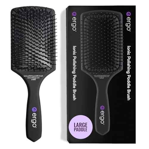 ERGO Ionic Paddle Hair Brush ? Large Polishing Brush for Long-Lasting Shine, Detangling Brush for Wet & Dry Hair Care, Hair Styling Tool for Blow Drying (ER1000)