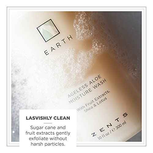 Zents Hand & Body Wash (Earth Fragrance) | Hydrating Anti-Aging Cleanser with Organic Shea Butter & Aloe for Dry Skin | Gentle & Nourishing | 10 fl oz