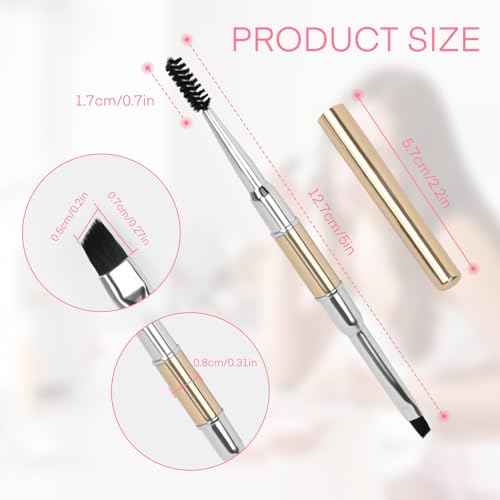Unaone Eyebrow Brush - 2 PCS Professional Dual-Ended Angled Eye Brow Brush Applicator For Shaping and Filling Brows Lashes Eyeliner