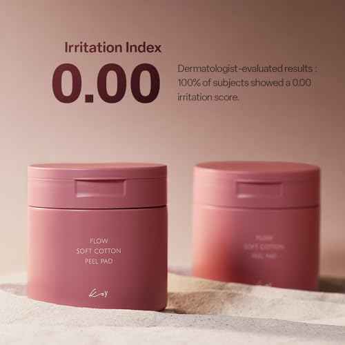 KOY Flow Soft Cotton Peel Pad - 100% Vegan Cotton Fabric Toner Pads for Pore Exfoliation and Hydration - Skin Soothing Booster -Built in Grip for Convenient Application - Korean Skin Care